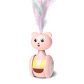 Feather Pounce Toy in pink — weighted wobble tumbler with feather topper